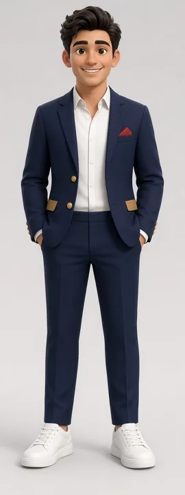 Hux, the Hustenza guide, in a navy blazer